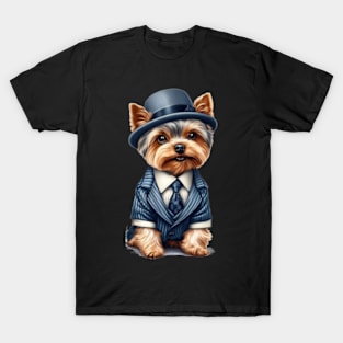 Dapper Yorkie T-Shirt - Yorkie Elegance in Style T-Shirt